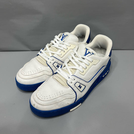 Louis Vuitton Trainer Sneakers in White and Blue 0079