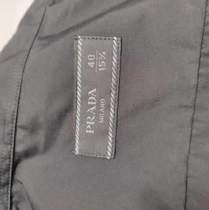Prada Black Cotton Logo Embroidered Shirt