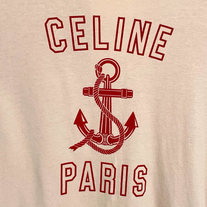 Celine Logo Print Cotton T-Shirt Size L