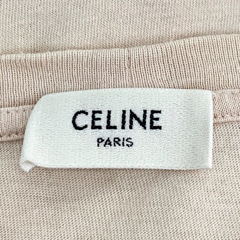 Celine Logo Print Cotton T-Shirt Size L
