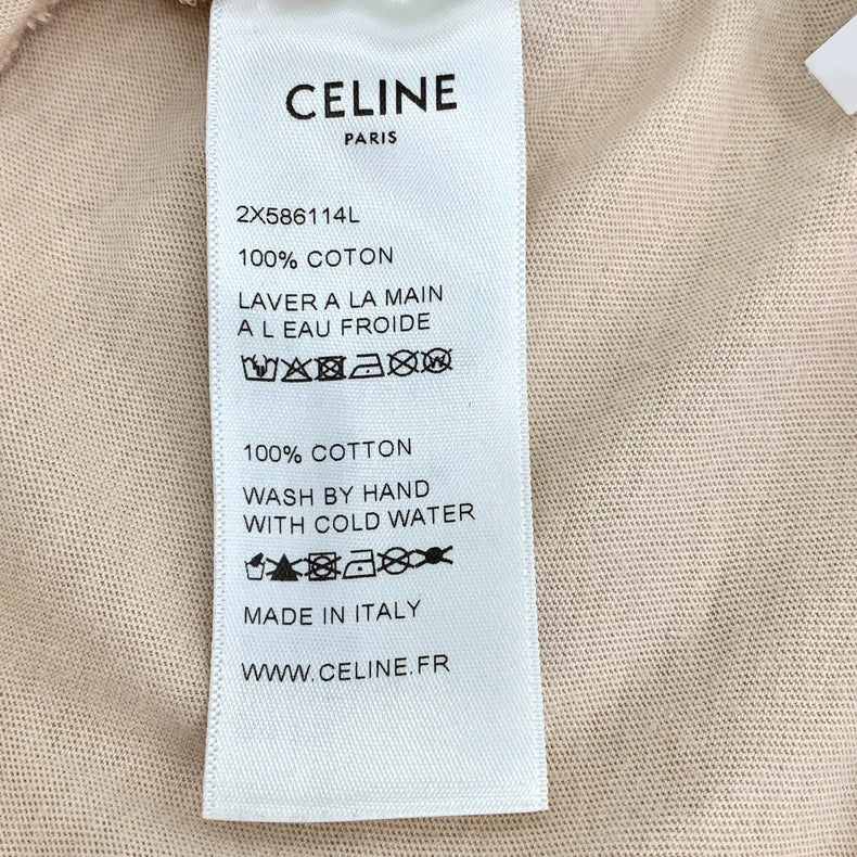 Celine Logo Print Cotton T-Shirt Size L