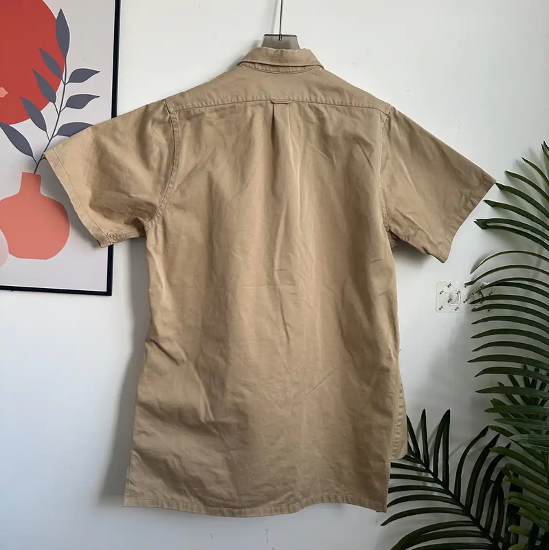 Prada Men's Khaki Cotton Short Sleeve Shirt