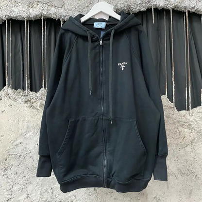 Prada Black Cotton Long Sleeve Hoodie