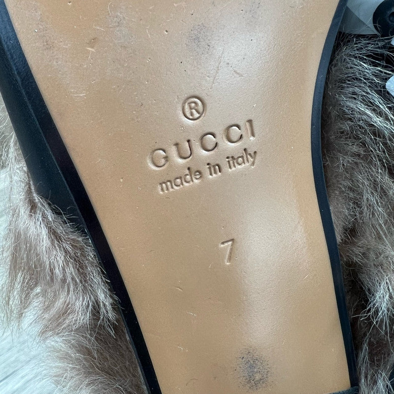 Gucci Black Casual Fur-lined Slide Slippers 0079