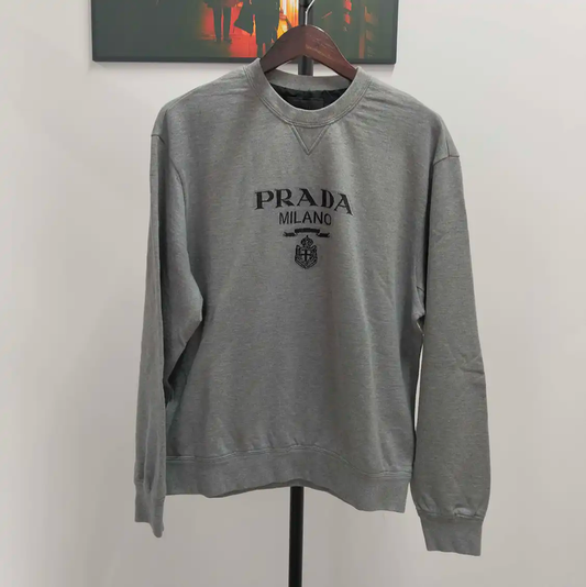 Prada Gray Cotton Long Sleeve Sweatshirt