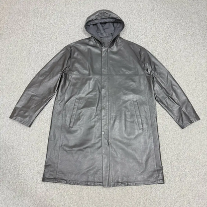 Prada M Black Leather Men's Coat