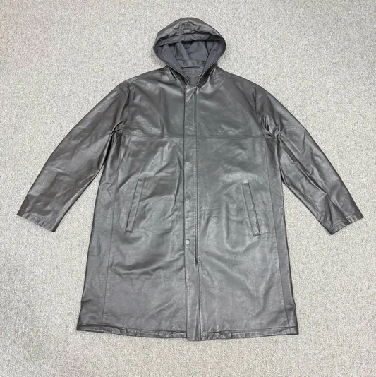 Prada M Black Leather Men's Coat