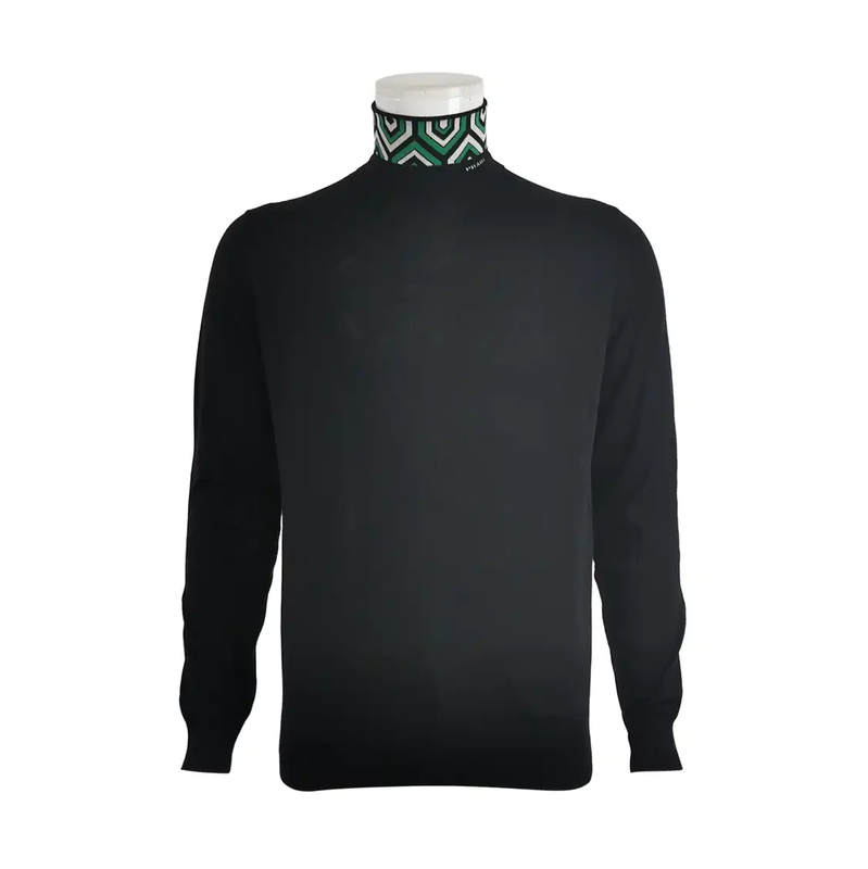 Prada Black Wool Logo Knit Pullover for Men