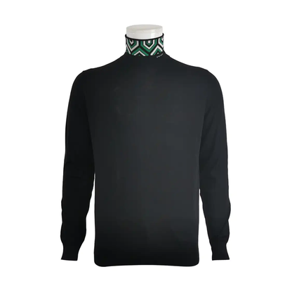 Prada Black Wool Logo Knit Pullover for Men