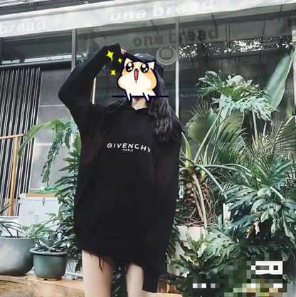 Givenchy Black Cotton Printed Hoodie 0089