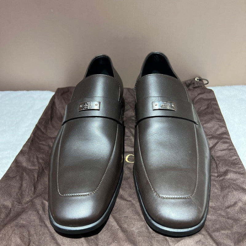 Gucci Brown Leather Slip-On Shoes 0079