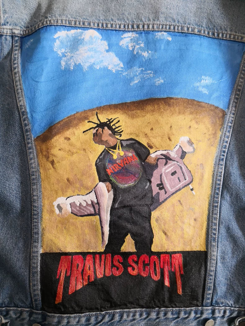 Hand-Painted Travis Scott Denim Jacket - Travis Scott – DMC99