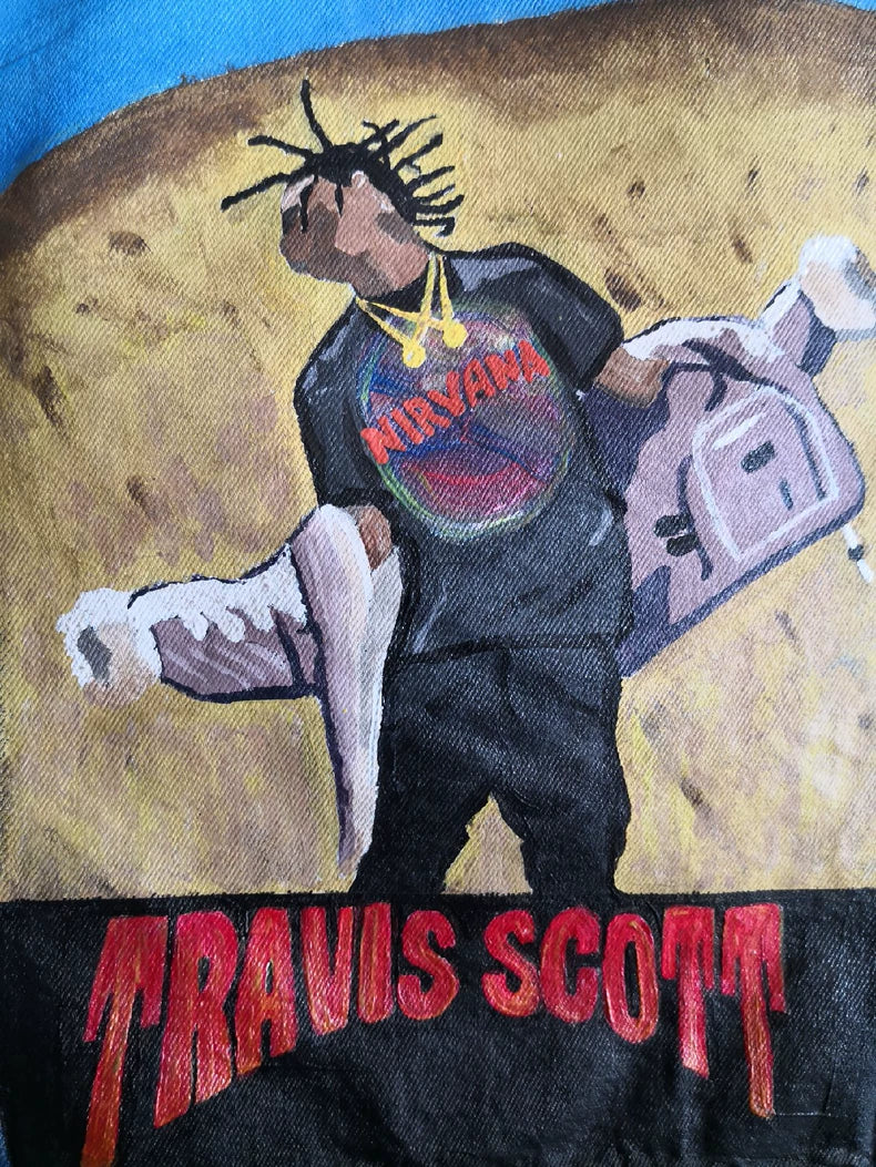 Hand-Painted Travis Scott Denim Jacket - Travis Scott – DMC99