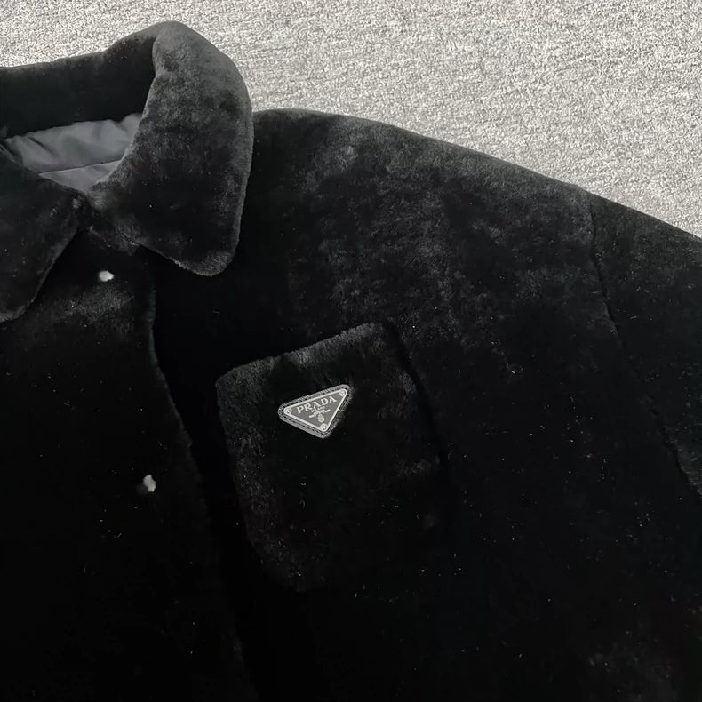 Prada Reversible Fur Coat with Triangle Logo