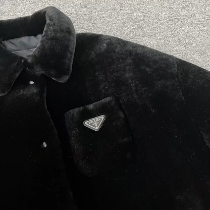 Prada Reversible Fur Coat with Triangle Logo