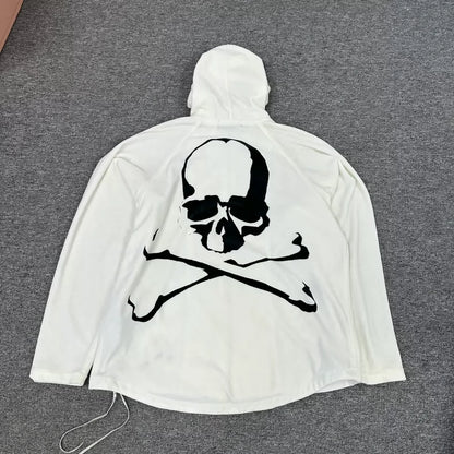 Velvet Zip Hoodie with Skull Design