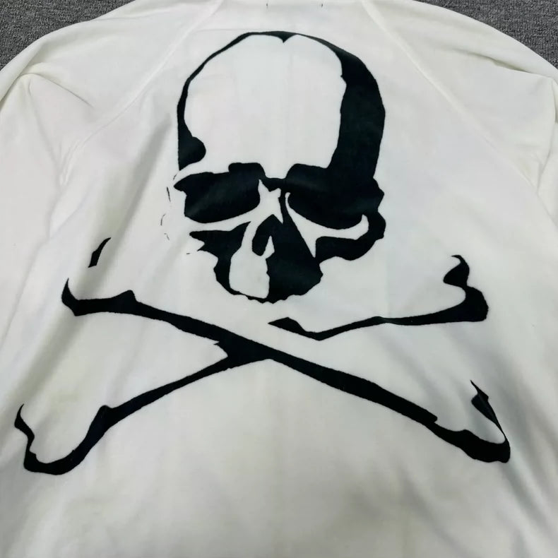 Velvet Zip Hoodie with Skull Design