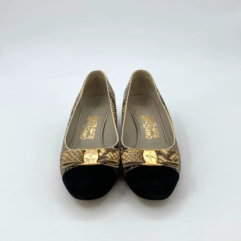 Gold Snakeskin High Heel Pumps