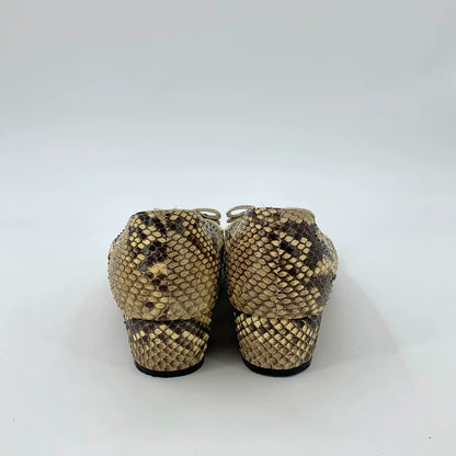 Gold Snakeskin High Heel Pumps