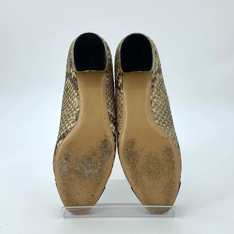 Gold Snakeskin High Heel Pumps