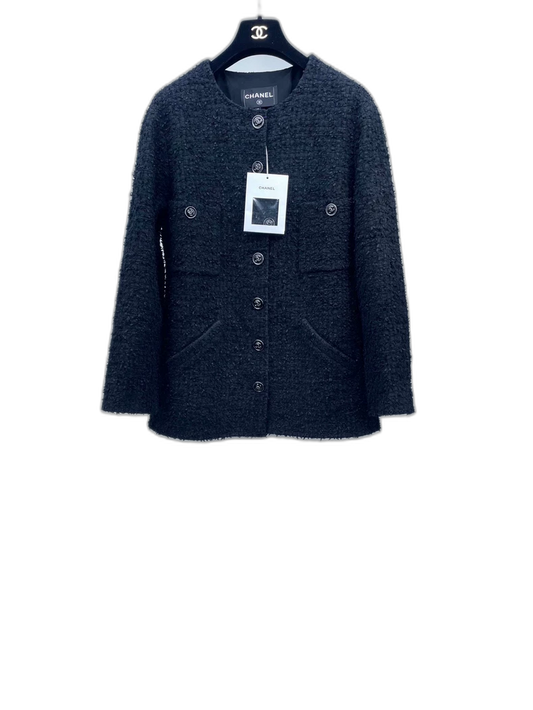 Classic Round Neck Black Jacket