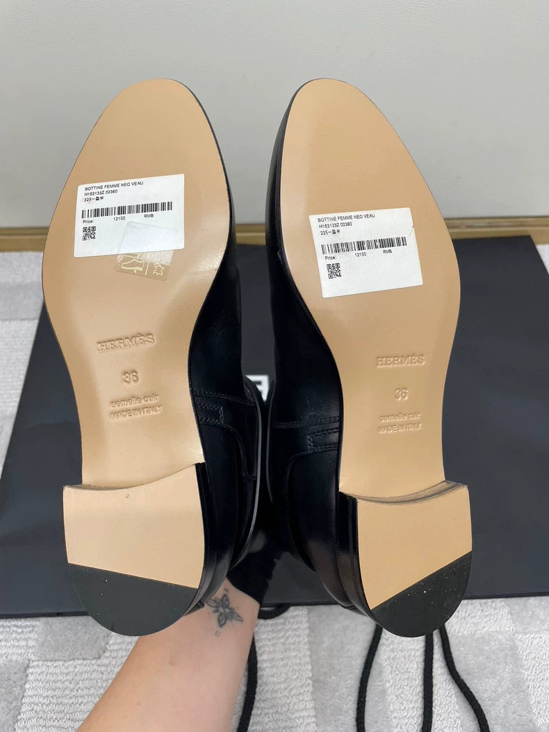 Hermes Kelly Black Ankle Boots