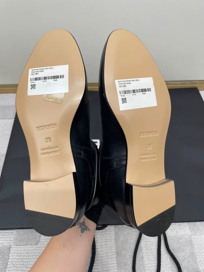 Hermes Kelly Black Ankle Boots