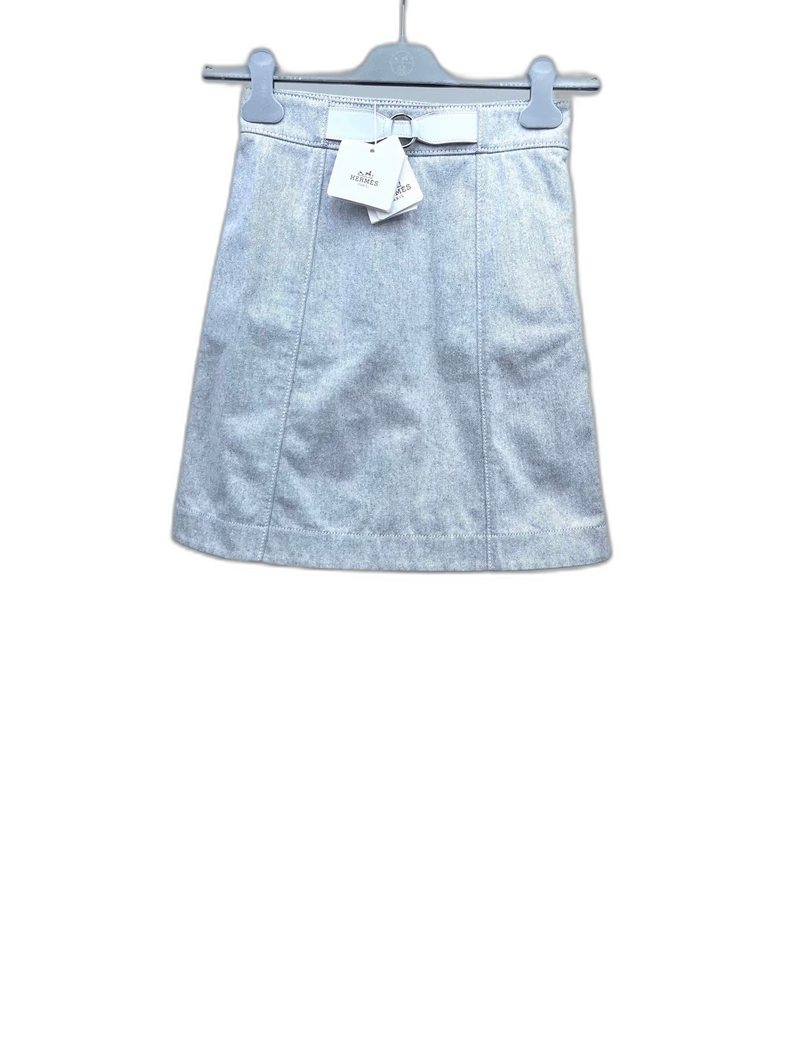 Hermes Denim Skirt with Leather Details