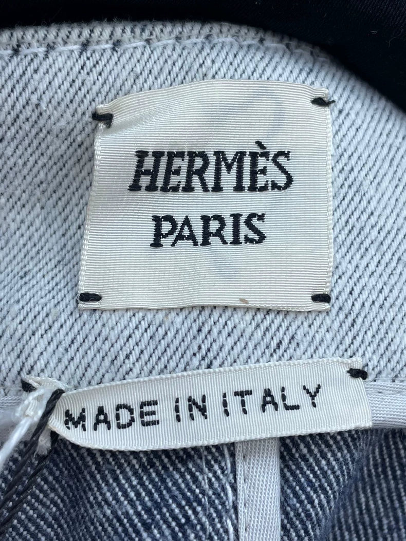 Hermes Denim Skirt with Leather Details