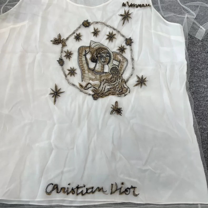 Dior Sheer Two-Piece Set Short Sleeve