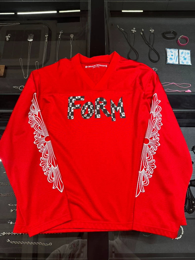 Chrome Hearts Red Hockey Long Sleeve Top-yf