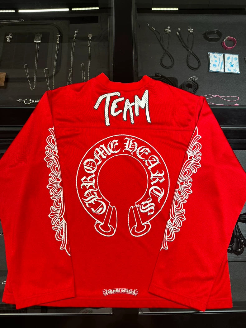 Chrome Hearts Red Hockey Long Sleeve Top-yf