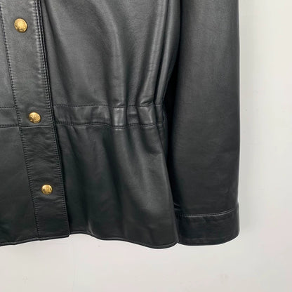 Celine Black Leather Long Sleeve Jacket