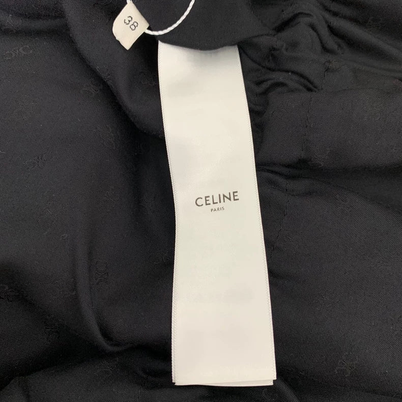 Celine Black Leather Long Sleeve Jacket