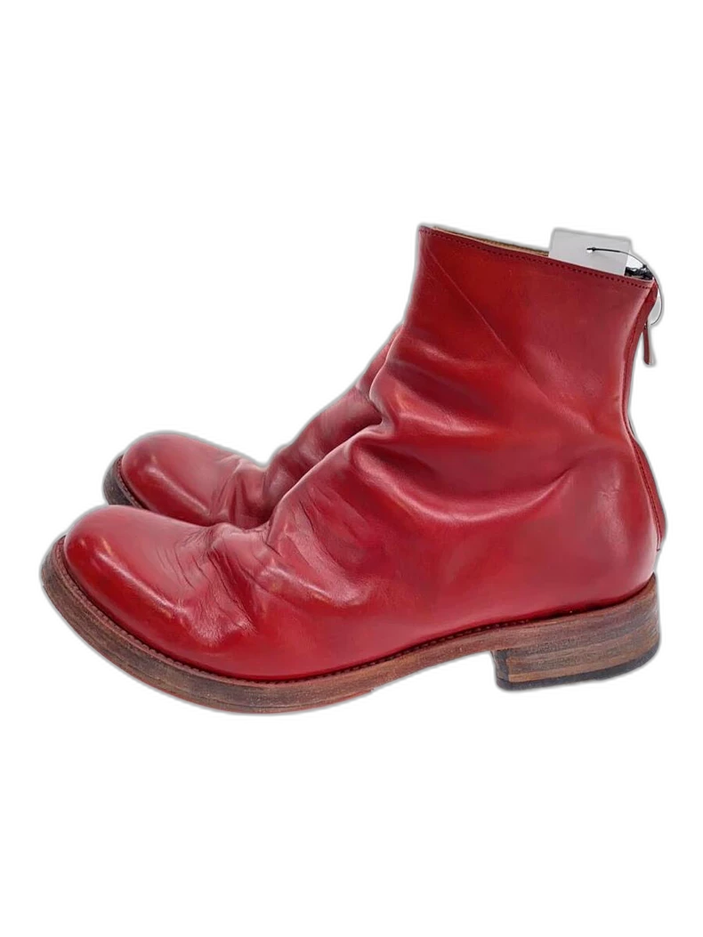 Handmade Dark Red Leather Ankle Boots