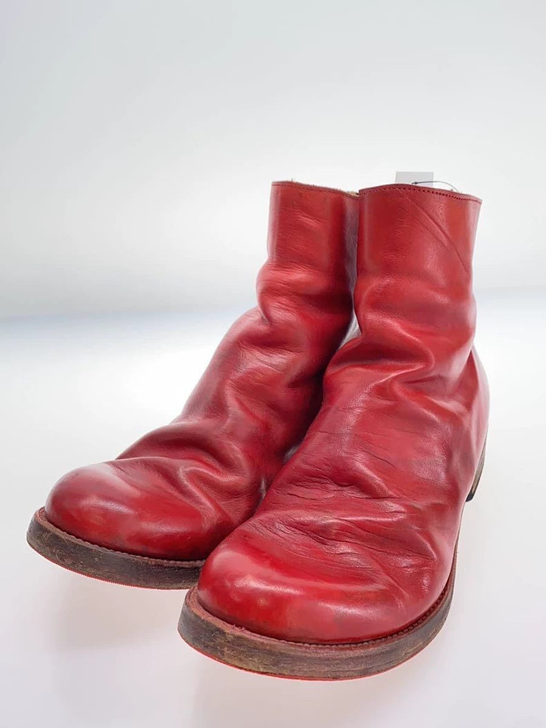 Handmade Dark Red Leather Ankle Boots