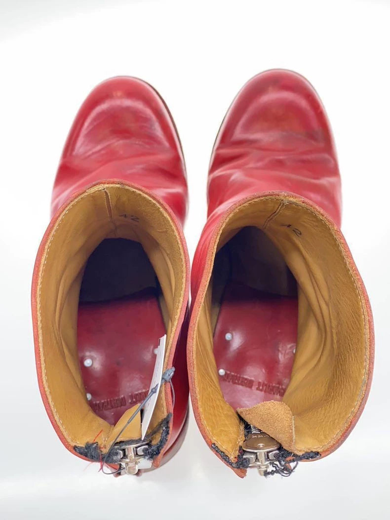 Handmade Dark Red Leather Ankle Boots