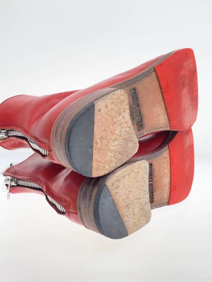 Handmade Dark Red Leather Ankle Boots