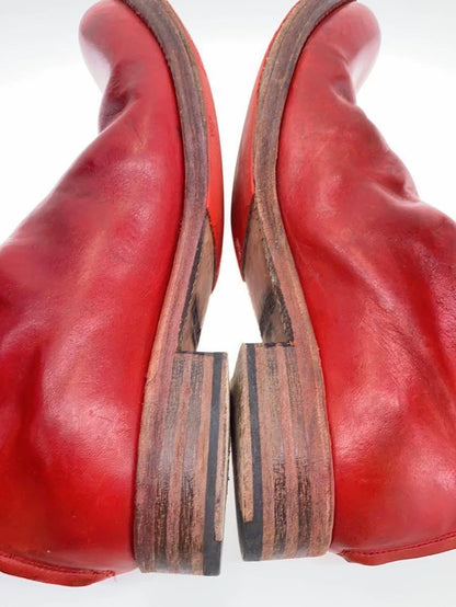 Handmade Dark Red Leather Ankle Boots