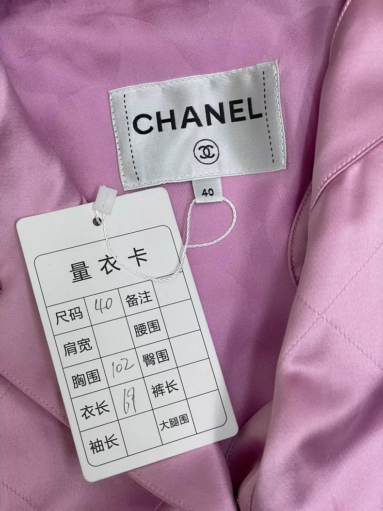 Pink Quilted Silk Jacket with Drawstring