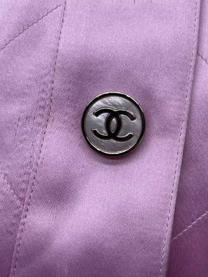 Pink Quilted Silk Jacket with Drawstring