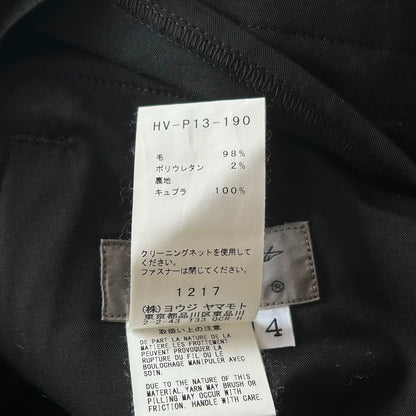 Yohji Yamamoto Black Zip Pants