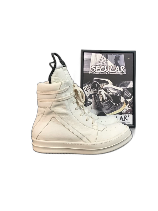 Rick Owens White Geobasket Sneakers-yf