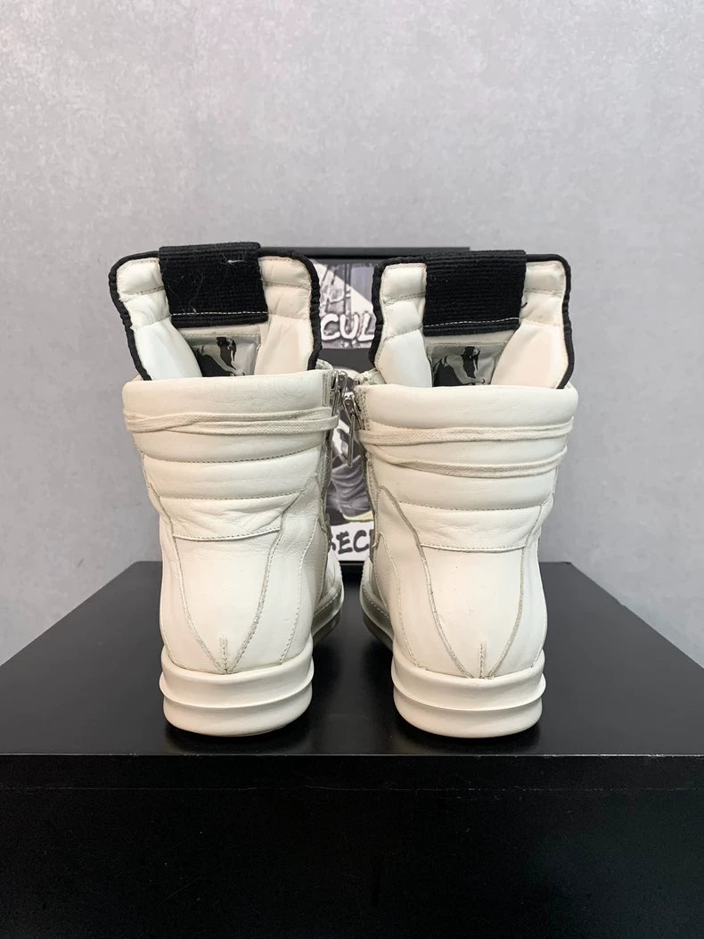 Rick Owens White Geobasket Sneakers-yf