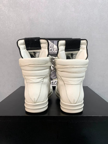 Rick Owens White Geobasket Sneakers-yf