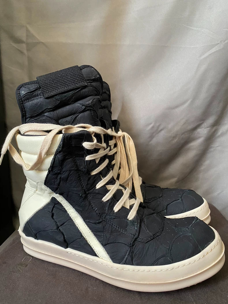 Rick Owens Fish Skin High-Top Sneakers-yf