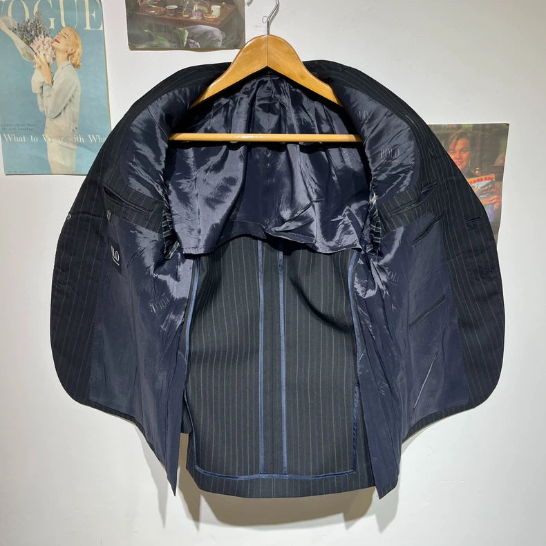Vintage Striped Suit Jacket for Gentlemen