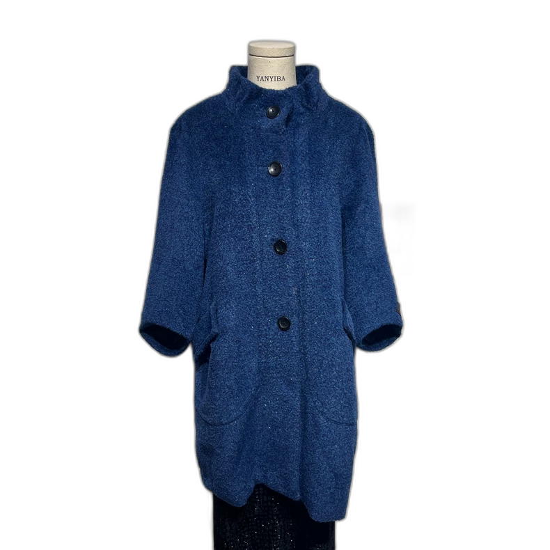 Vintage Blue Alpaca Wool Coat