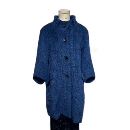Vintage Blue Alpaca Wool Coat