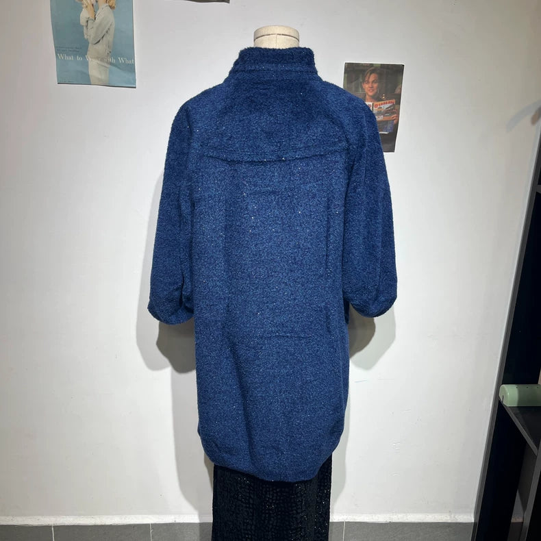 Vintage Blue Alpaca Wool Coat